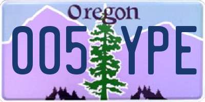 OR license plate 005YPE