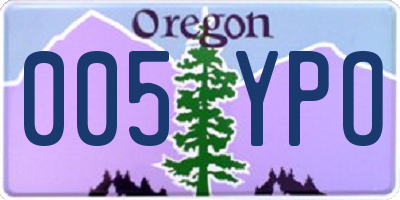 OR license plate 005YPO