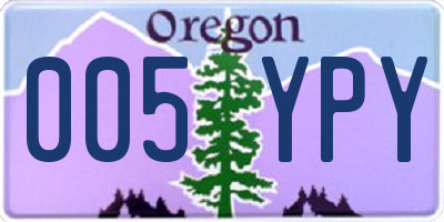 OR license plate 005YPY