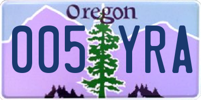 OR license plate 005YRA