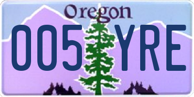 OR license plate 005YRE