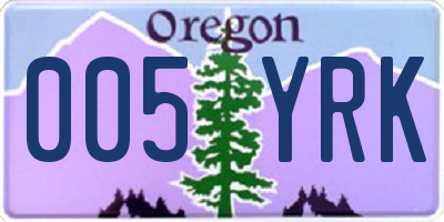 OR license plate 005YRK