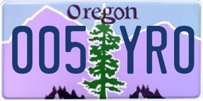 OR license plate 005YRO