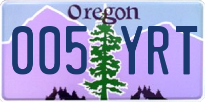 OR license plate 005YRT