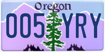 OR license plate 005YRY