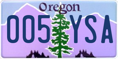 OR license plate 005YSA