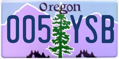 OR license plate 005YSB