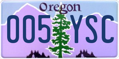 OR license plate 005YSC