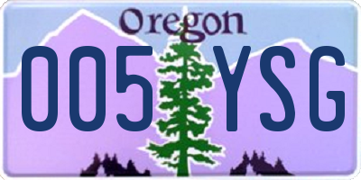 OR license plate 005YSG