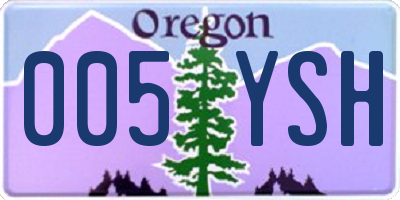 OR license plate 005YSH