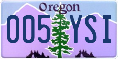 OR license plate 005YSI