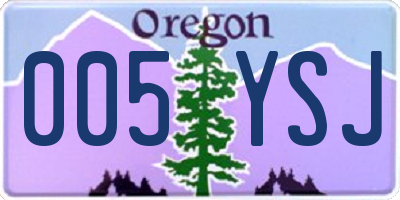 OR license plate 005YSJ