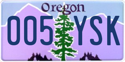 OR license plate 005YSK