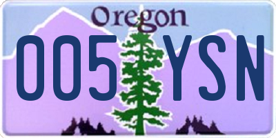 OR license plate 005YSN