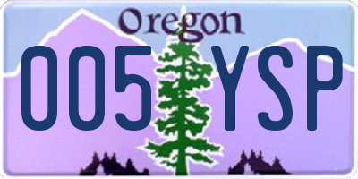 OR license plate 005YSP