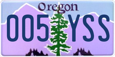 OR license plate 005YSS