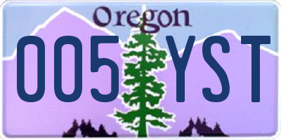 OR license plate 005YST