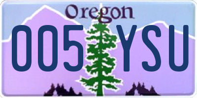 OR license plate 005YSU