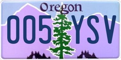 OR license plate 005YSV