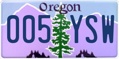 OR license plate 005YSW