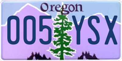 OR license plate 005YSX