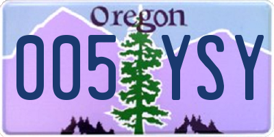 OR license plate 005YSY