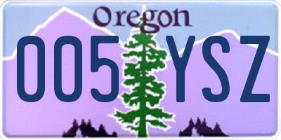 OR license plate 005YSZ