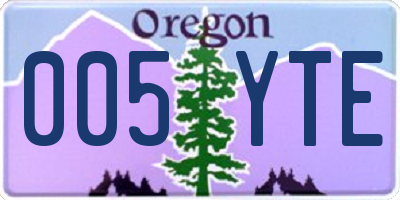 OR license plate 005YTE