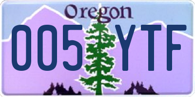 OR license plate 005YTF