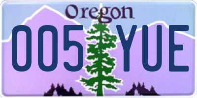 OR license plate 005YUE