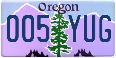 OR license plate 005YUG