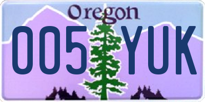 OR license plate 005YUK