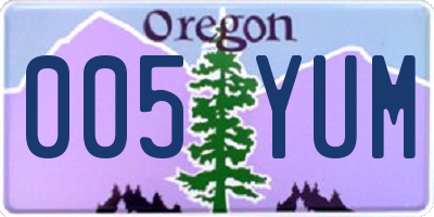 OR license plate 005YUM