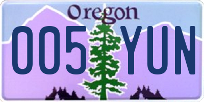 OR license plate 005YUN