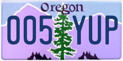 OR license plate 005YUP