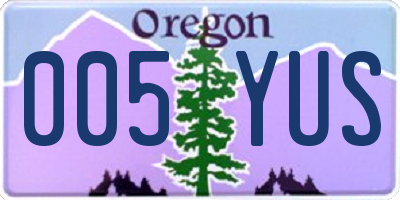 OR license plate 005YUS