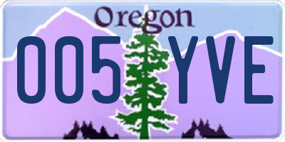 OR license plate 005YVE