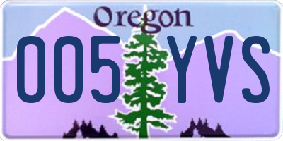 OR license plate 005YVS