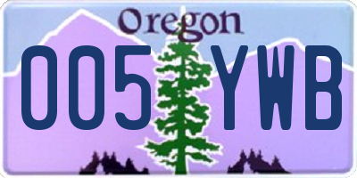 OR license plate 005YWB