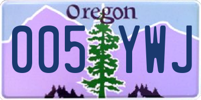 OR license plate 005YWJ