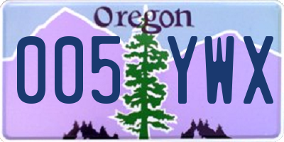 OR license plate 005YWX