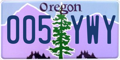 OR license plate 005YWY