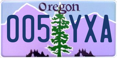 OR license plate 005YXA