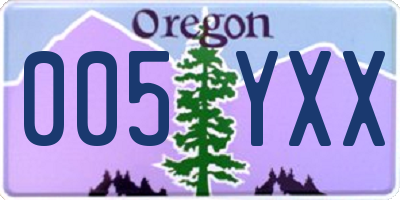 OR license plate 005YXX