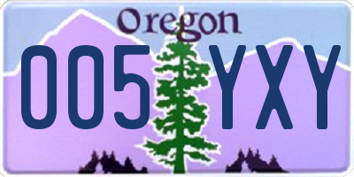 OR license plate 005YXY