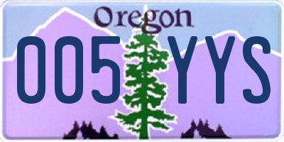 OR license plate 005YYS