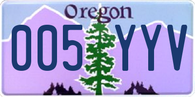 OR license plate 005YYV