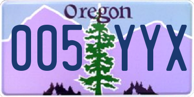 OR license plate 005YYX
