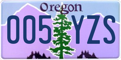 OR license plate 005YZS