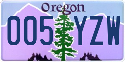 OR license plate 005YZW